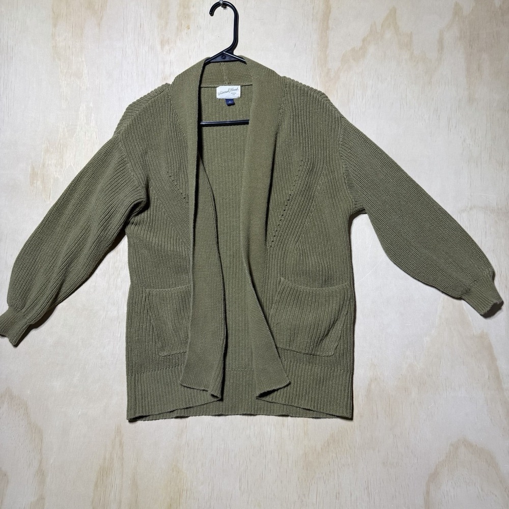 Universal Thread Womens XS Olive Green Chunky Knit Open Front Cardigan Sweater